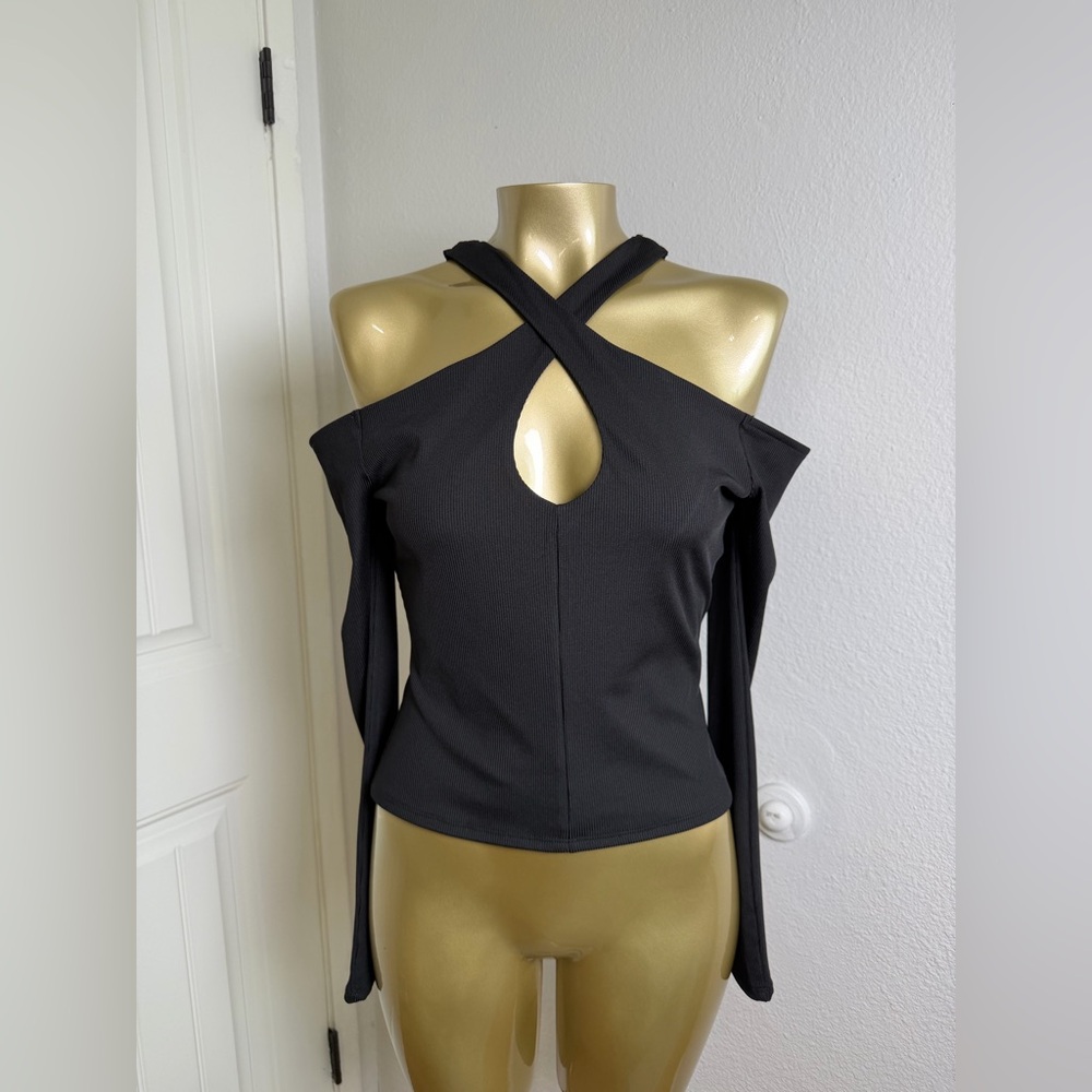 Guess Black Cross-Neck Blouse S